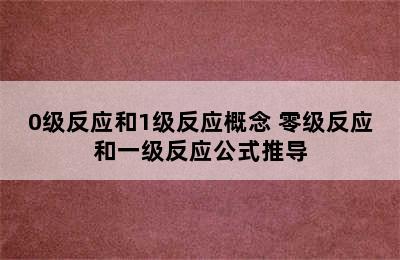 0级反应和1级反应概念 零级反应和一级反应公式推导